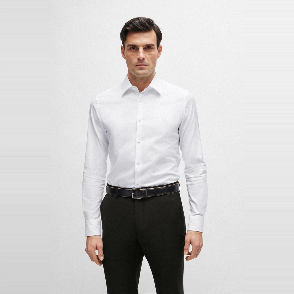 Hugo Boss L-Hays-Kent-233 10245416 01 Plain Shirt Mens - White